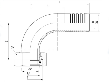 Dichtkegel mit Überwurfmutter metrisch DKOL 90°